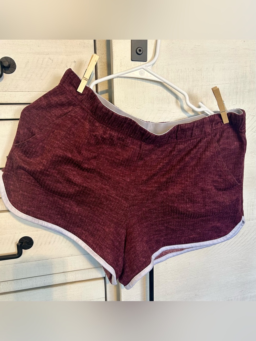 Jockey Maroon Knit Lounge Shorts with White Trim